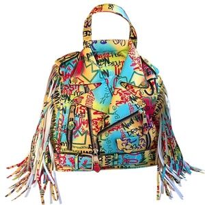 Graffiti & Fringe Motorcycle Jacket Backpack Bag *LIKE NEW*
